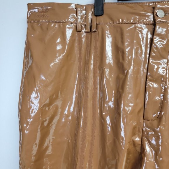 Adidas x Ivy Park Womens Wild Brown Latex Pants Size 4X Embroidered Logo Beyonce - Picture 3 of 16